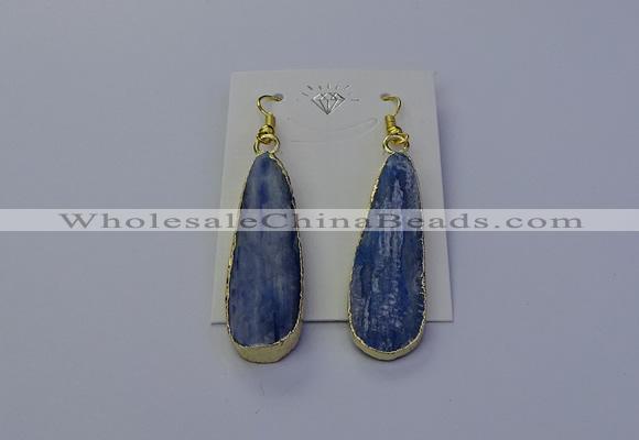 NGE5105 13*40mm flat teardrop blue kyanite earrings wholesale