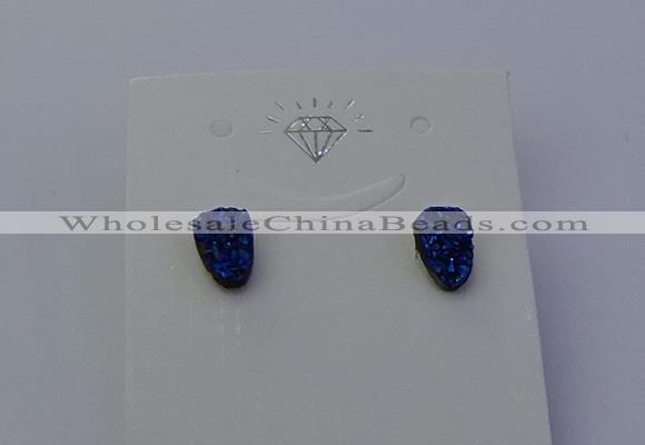 NGE5112 5*8mm freeform plated druzy quartz earrings wholesale