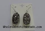 NGE5121 10*22mm - 12*25mm freeform plated druzy quartz earrings