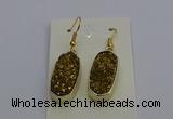 NGE5132 10*22mm - 12*25mm freeform plated druzy quartz earrings