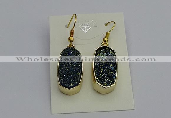 NGE5133 10*22mm - 12*25mm freeform plated druzy quartz earrings