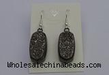 NGE5141 10*22mm - 12*25mm freeform plated druzy quartz earrings