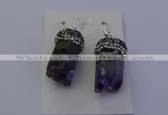 NGE5150 12*20mm - 10*25mm freeform amethyst earrings wholesale