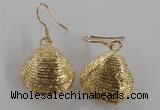 NGE54 18*20mm - 20*22mm freeform plated shell fossil earrings