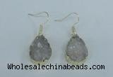 NGE73 13*18mm teardrop druzy agate gemstone earrings wholesale