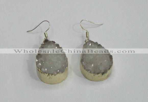 NGE76 20*30mm teardrop druzy agate gemstone earrings wholesale