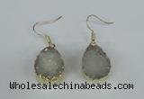 NGE85 15*20mm teardrop druzy agate gemstone earrings wholesale