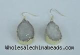 NGE90 18*25mm teardrop druzy agate gemstone earrings wholesale