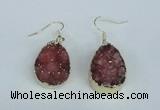 NGE91 18*25mm teardrop druzy agate gemstone earrings wholesale