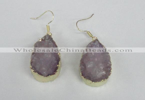 NGE95 20*30mm teardrop druzy agate gemstone earrings wholesale