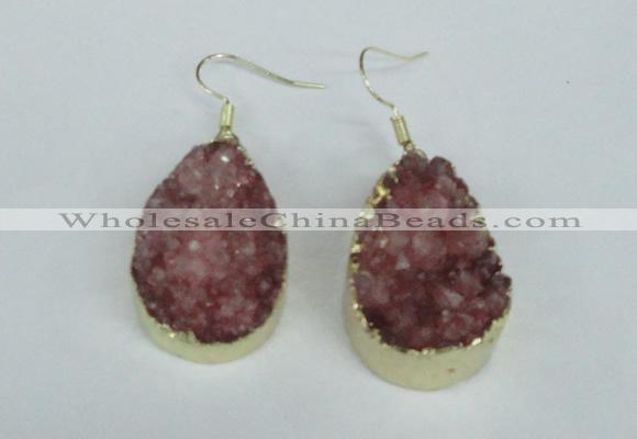 NGE96 20*30mm teardrop druzy agate gemstone earrings wholesale