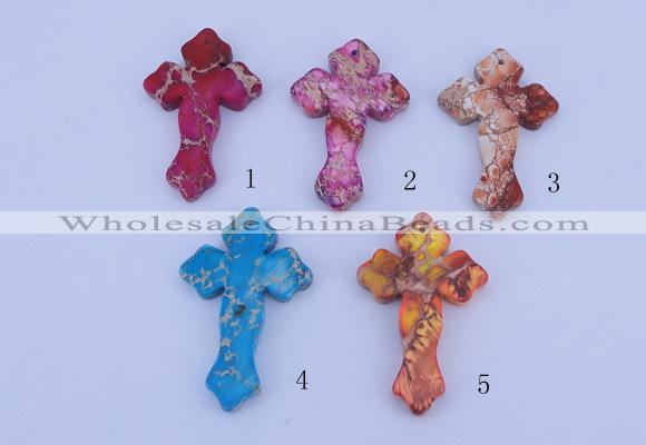 NGP04 5PCS 38*60mm cross dyed imperial jasper pendants wholesale