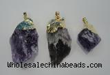 NGP1090 20*30mm - 25*50mm nuggets amethyst gemstone pendants