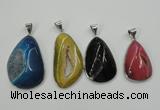 NGP1098 25*30 - 30*45mm freeform druzy agate pendants with brass setting