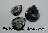 NGP1130 40*45 - 50*55mm faceted teardrop plated druzy agate pendants