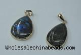 NGP1158 20*30mm - 25*35mm freeform labradorite pendants with brass setting