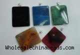 NGP1280 43*52mm rectangle agate pendants with brass setting