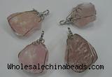 NGP1292 18*30mm – 25*35mm nuggets rose quartz pendants