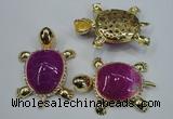 NGP1303 43*60mm tortoise agate pendants with crystal pave alloy settings