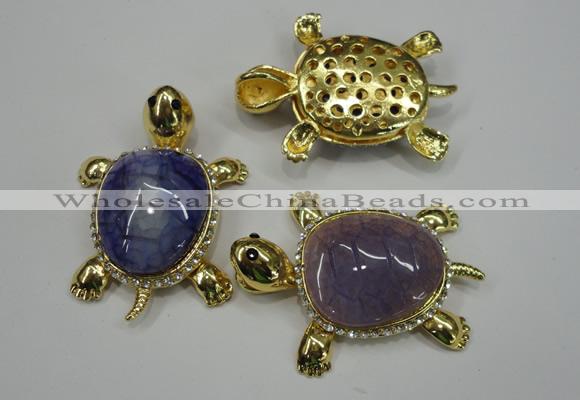 NGP1305 43*60mm tortoise agate pendants with crystal pave alloy settings