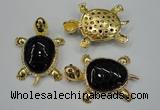 NGP1308 43*60mm tortoise agate pendants with crystal pave alloy settings