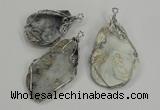 NGP1314 30*40mm - 40*60mm freeform agate pendants with brass setting