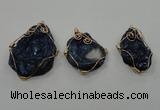 NGP1322 30*40mm - 45*60mm freeform agate pendants with brass setting