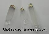 NGP1359 10*45mm - 15*75mm carved white crystal pendants