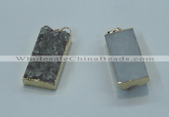 NGP1408 15*30mm - 18*35mm rectangle druzy amethyst pendants wholesale