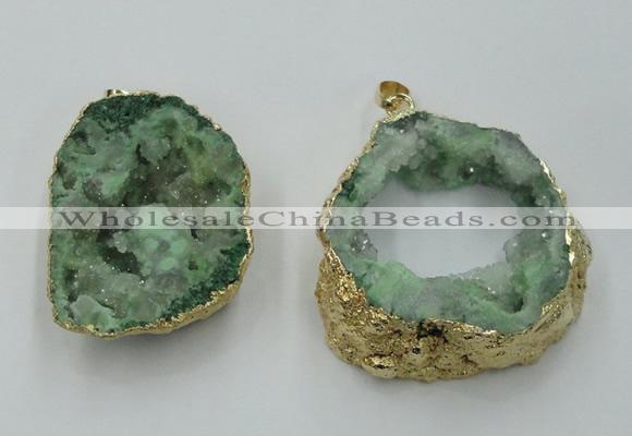 NGP1421 30*40mm - 45*55mm freeform plated druzy agate pendants