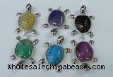 NGP1436 43*60mm tortoise agate pendants with crystal pave alloy settings