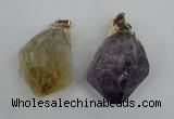 NGP1467 22*45mm - 25*50mm nuggets amethyst & citrine pendants