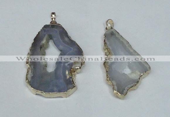 NGP1478 30*45mm - 40*55mm freeform blue lace agate pedants