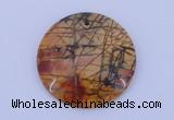 NGP149 2pcs 40mm flat round picasso jasper gemstone pendants