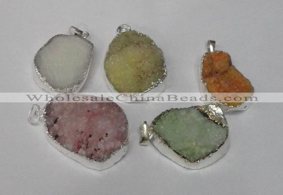 NGP1511 20*30mm - 25*35mm freeform plated druzy agate pendants