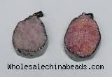 NGP1520 30*35mm - 30*40mm freeform plated druzy agate pendants