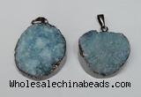 NGP1522 30*35mm - 30*40mm freeform plated druzy agate pendants