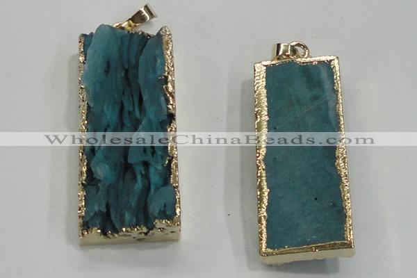 NGP1557 16*35mm - 18*40mm rectangle druzy agate pendants