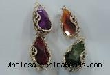 NGP1562 28*30*55mm teardrop agate with brass setting pendants