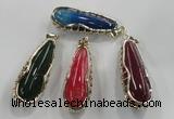 NGP1563 18*25*65mm teardrop agate with brass setting pendants