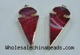 NGP1572 30*65mm arrowhead agate gemstone pendants