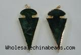 NGP1573 30*65mm arrowhead agate gemstone pendants