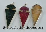 NGP1574 30*65mm arrowhead agate gemstone pendants