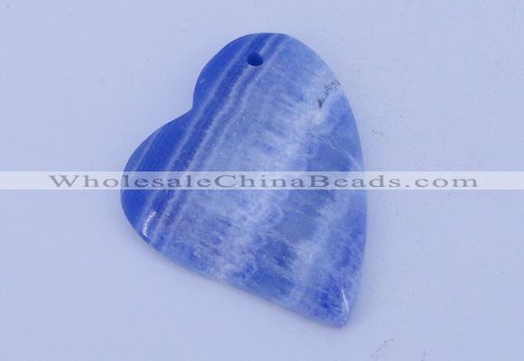 NGP165 2pcs 36*40mm heart dyed blue lace agate gemstone pendants