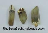 NGP1668 12*35mm - 18*50mm faceted nuggets lemon quartz pendants