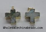 NGP1681 25*26mm - 27*28mm cross druzy agate pendants wholesale