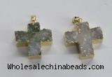 NGP1682 25*26mm - 27*28mm cross druzy agate pendants wholesale