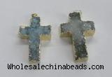 NGP1685 30*45mm - 32*50mm cross druzy agate pendants wholesale