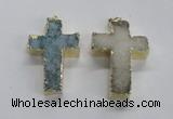 NGP1686 30*45mm - 32*50mm cross druzy agate pendants wholesale