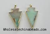 NGP1703 27*47mm arrowhead australia chrysoprase pendants